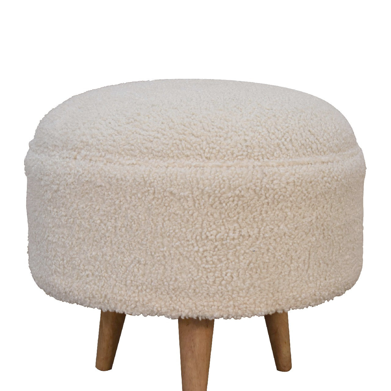 Boucle Cream Rounded Footstool - CasaFenix