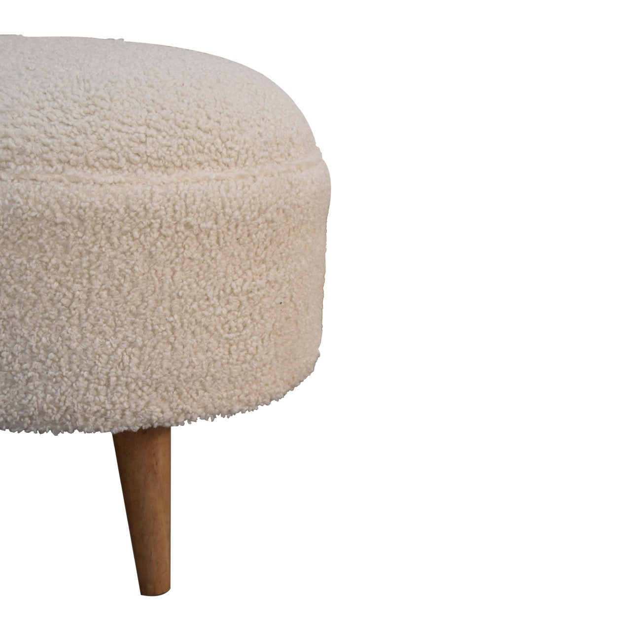 Boucle Cream Rounded Footstool - CasaFenix