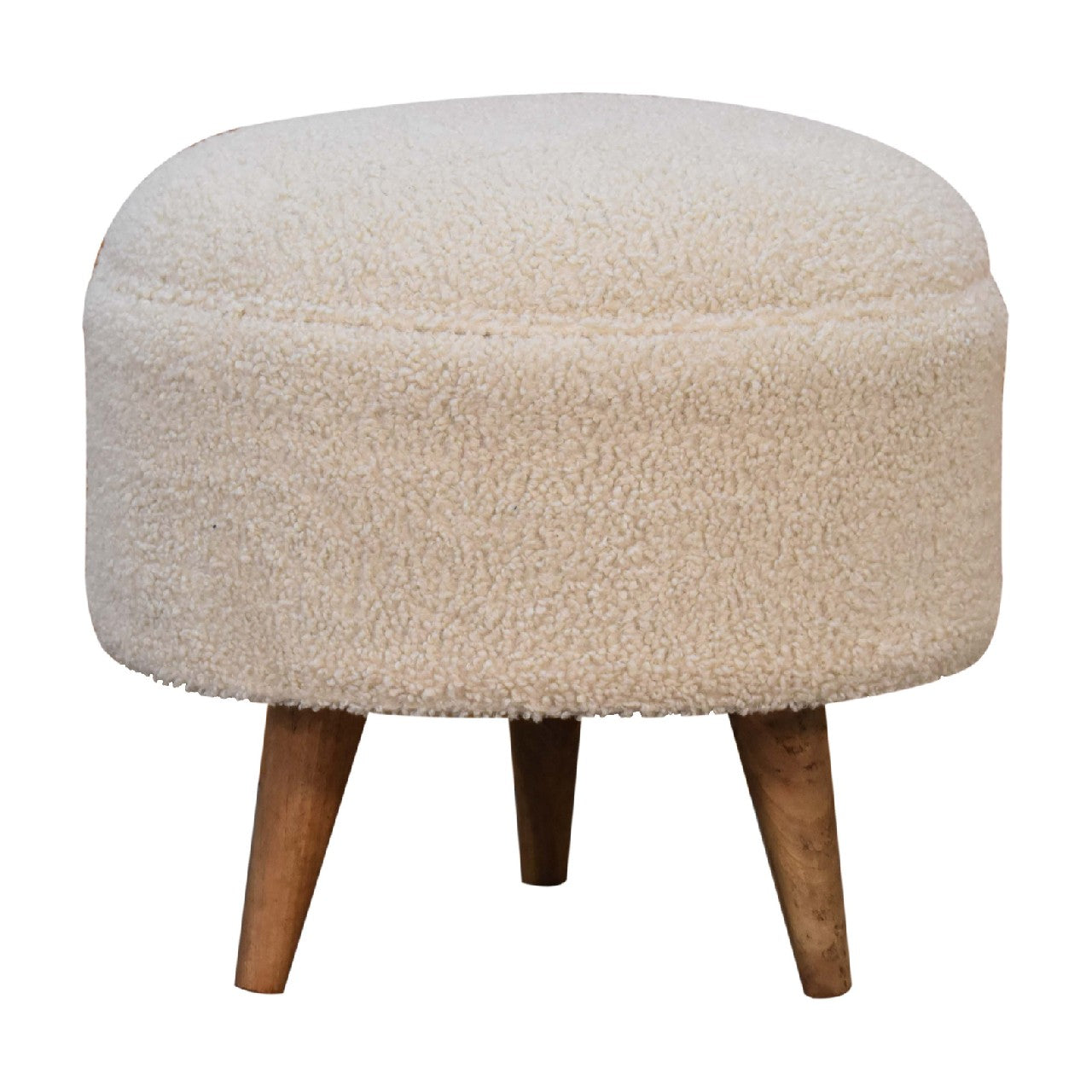 Boucle Cream Rounded Footstool - CasaFenix