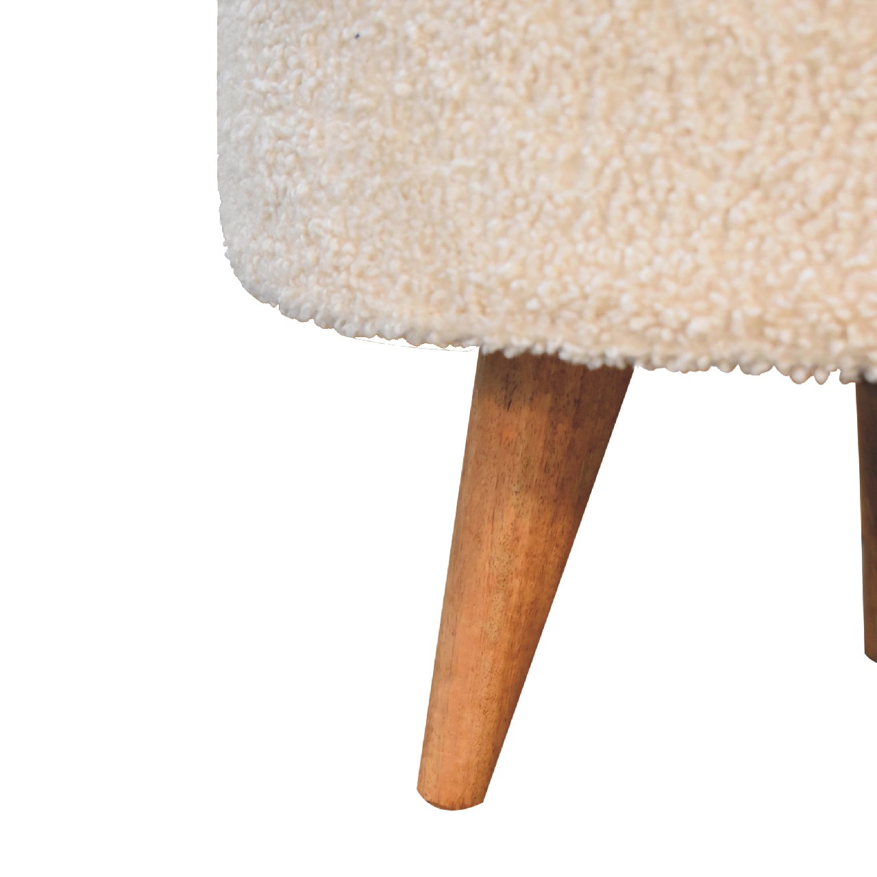 Boucle Cream Rounded Footstool - CasaFenix