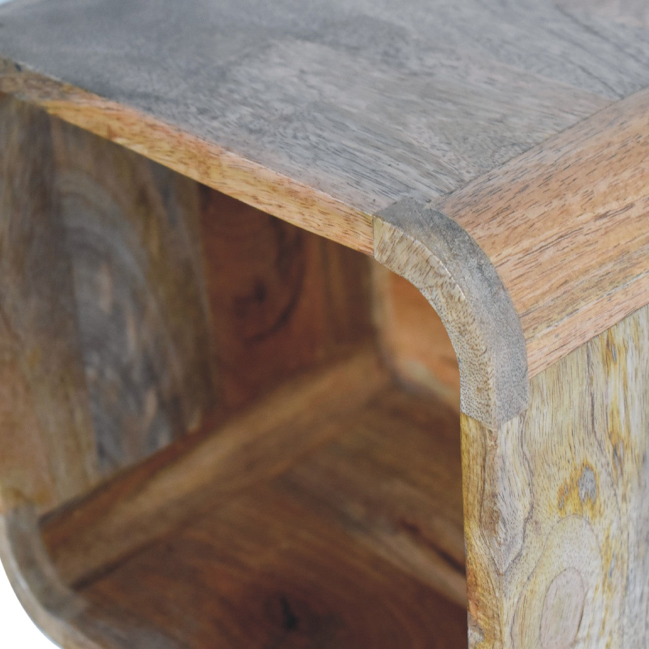 IN3448 - Open Curved Oak-ish Wall Mounted Bedside - CasaFenix