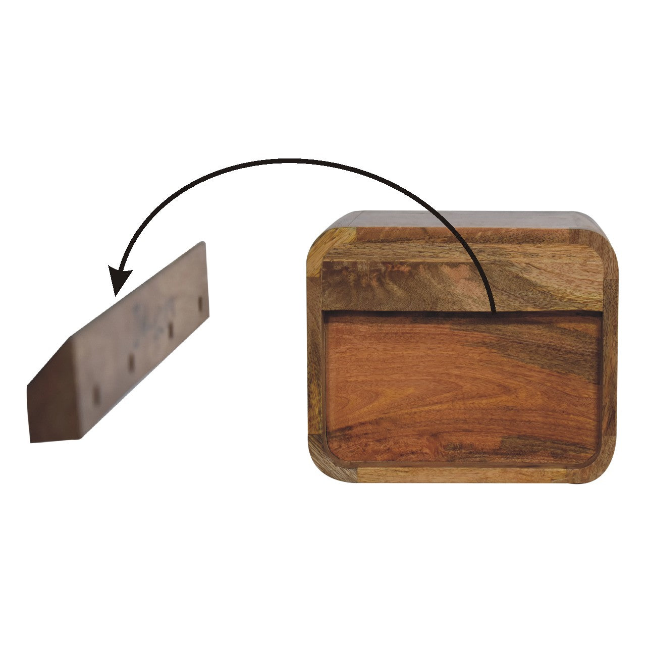 IN3448 - Open Curved Oak-ish Wall Mounted Bedside - CasaFenix
