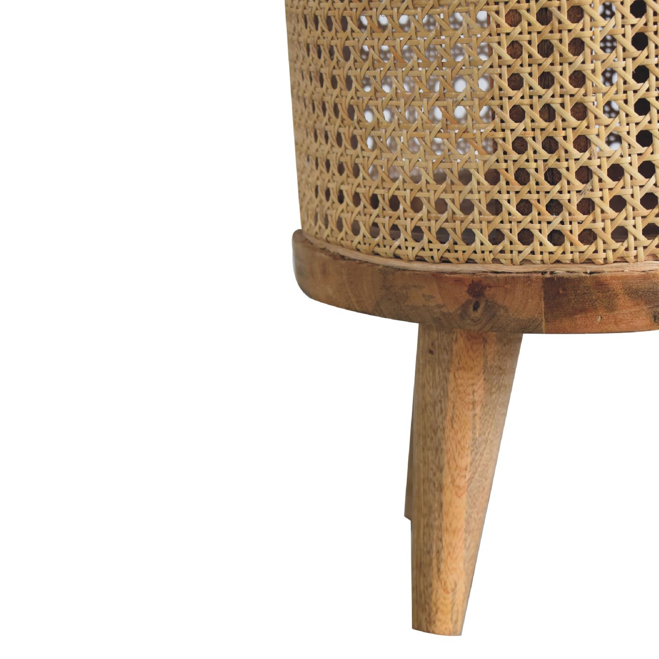 IN3460 - Rattan Footstool with Boucle Seat - CasaFenix