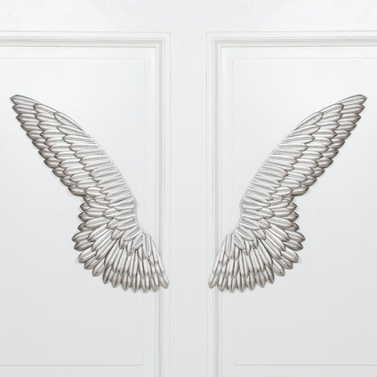 Large Metal Wall Silver Angel Wings