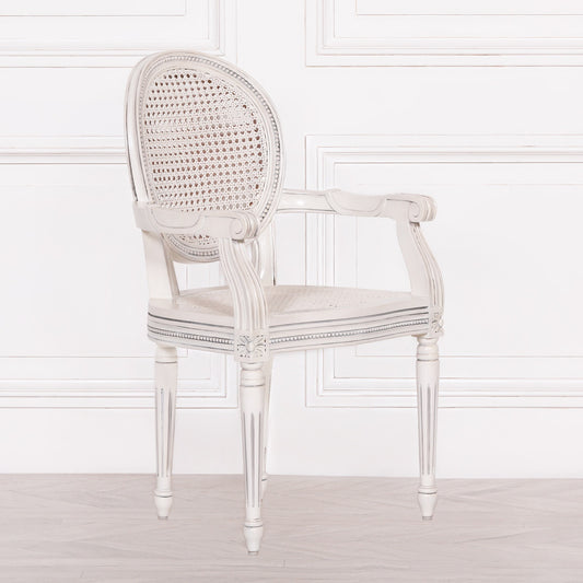 Off White Chateau Rattan Dining / Bedroom Arm Chair