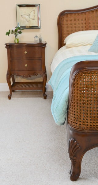 Elegant French Style Solid Mahogany & Rattan Bed - CasaFenix