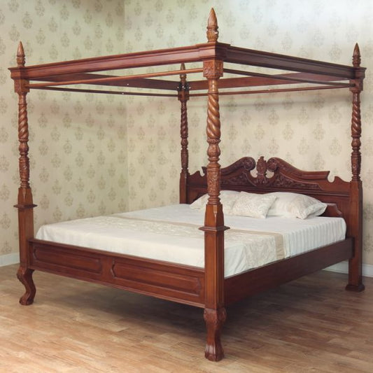 Queen Anne style Four Poster Bed - CasaFenix